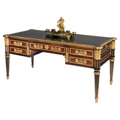 Bureau Plat de caoba y bronce dorado estilo Luis XVI de Wright and Mansfield, 1850