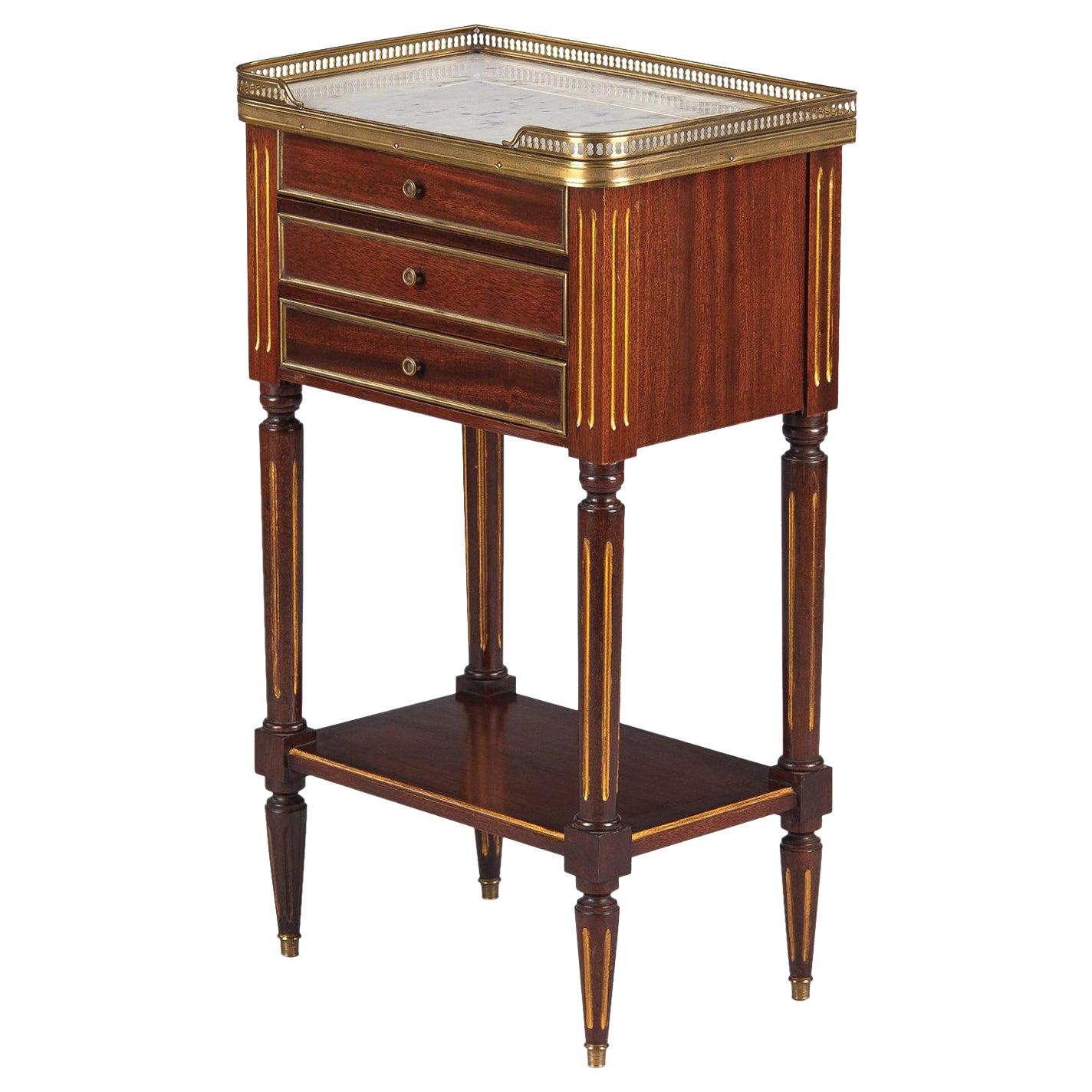 Louis XVI Style Mahogany and Marble-Top Bedside Cabinet, 1920s