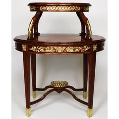 Louis XVI Style Mahogany and Ormolu Mounted 2-Tier Dessert Table by P. E. Guerin