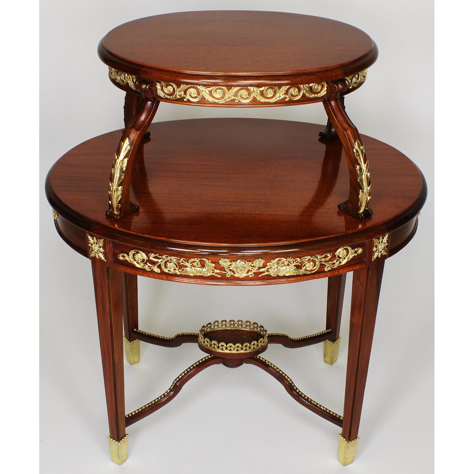 American Louis XVI Style Mahogany and Ormolu Mounted 2-Tier Dessert Table by P. E. Guerin For Sale