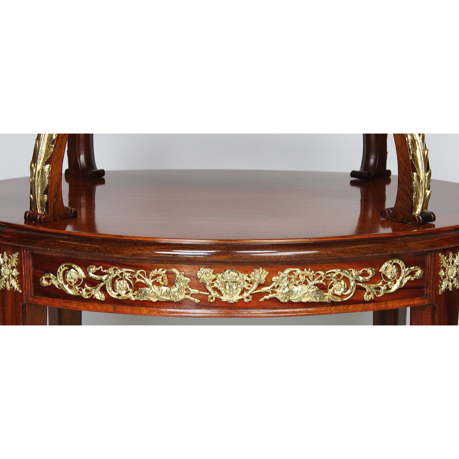 Louis XVI Style Mahogany and Ormolu Mounted 2-Tier Dessert Table by P. E. Guerin In Good Condition For Sale In Los Angeles, CA