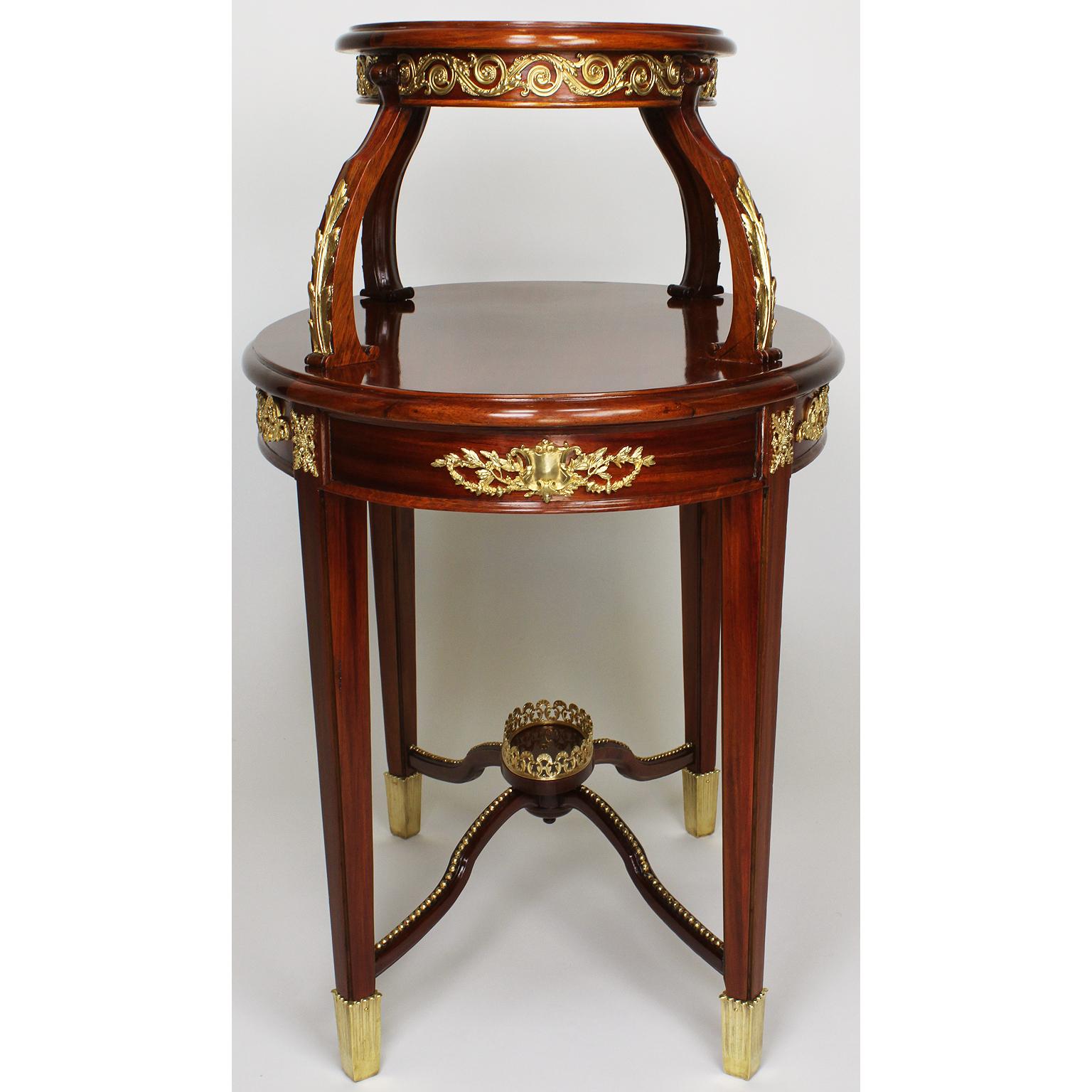Louis XVI Style Mahogany and Ormolu Mounted 2-Tier Dessert Table by P. E. Guerin For Sale 1