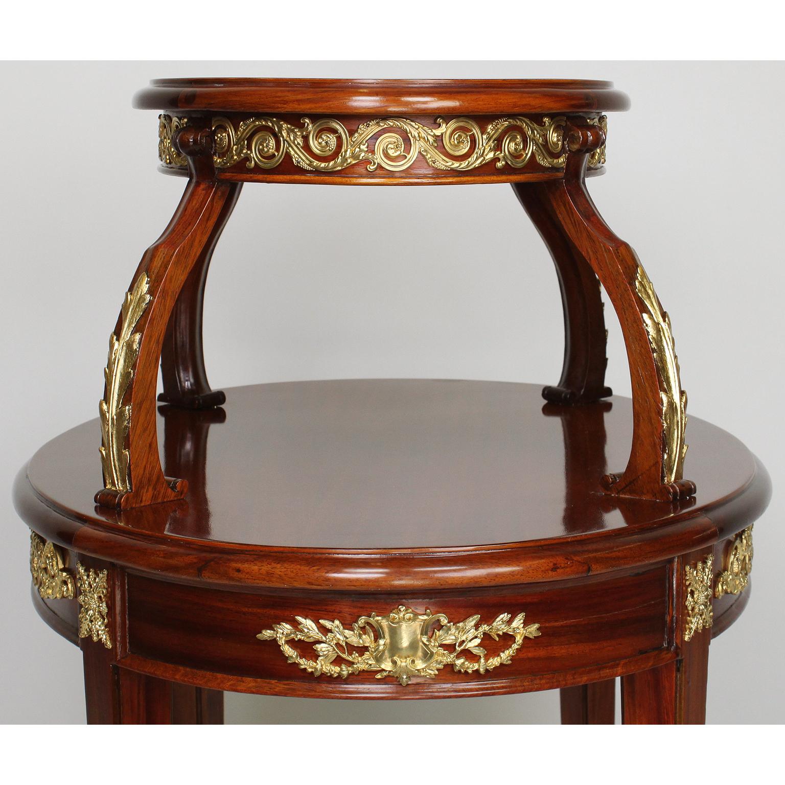 Louis XVI Style Mahogany and Ormolu Mounted 2-Tier Dessert Table by P. E. Guerin For Sale 2