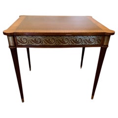 Louis XVI Style Mahogany and Satinwood Side Table with Bronze Ornamentation