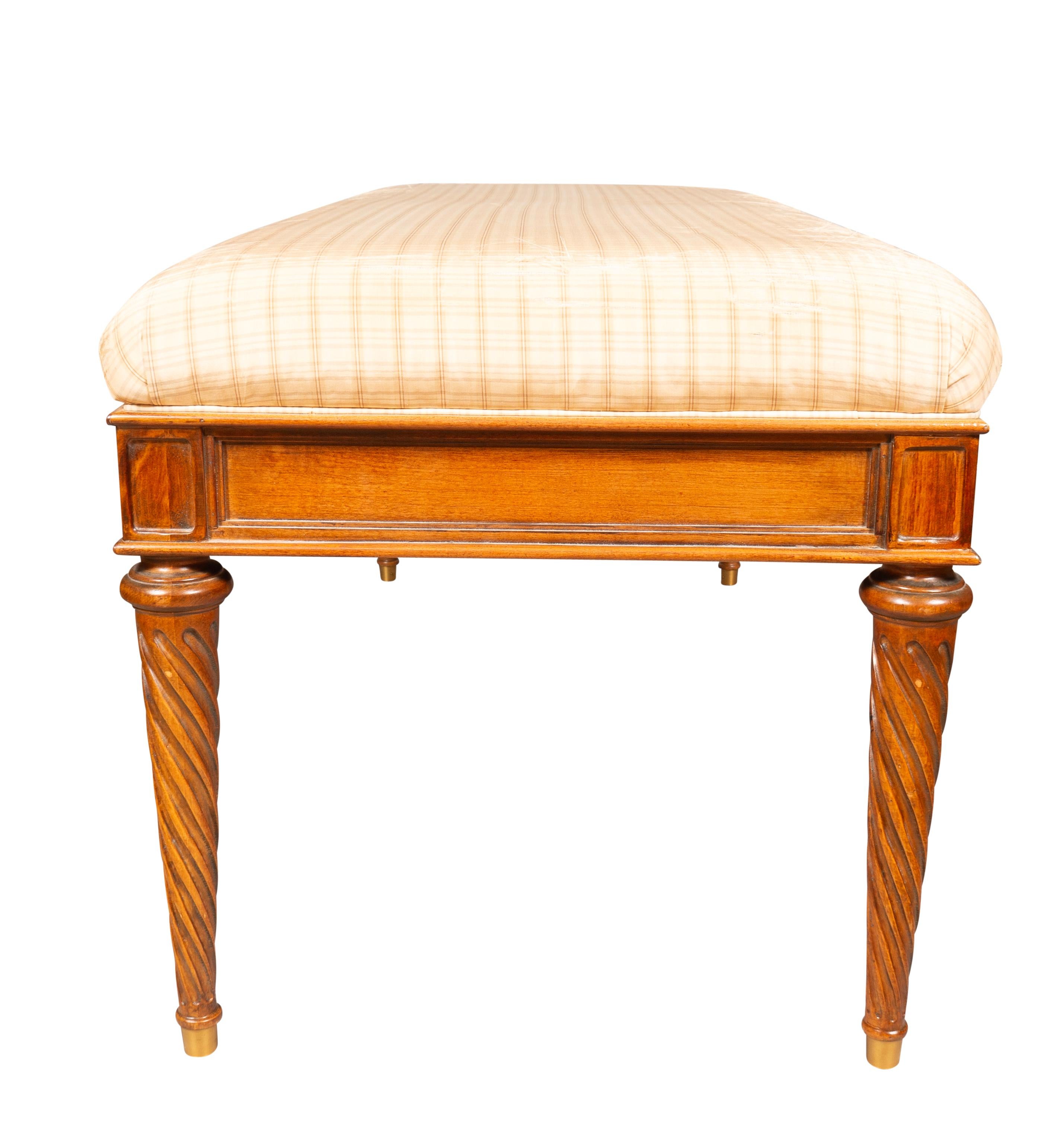 Louis XVI Style Mahogany Bench In Good Condition For Sale In Essex, MA