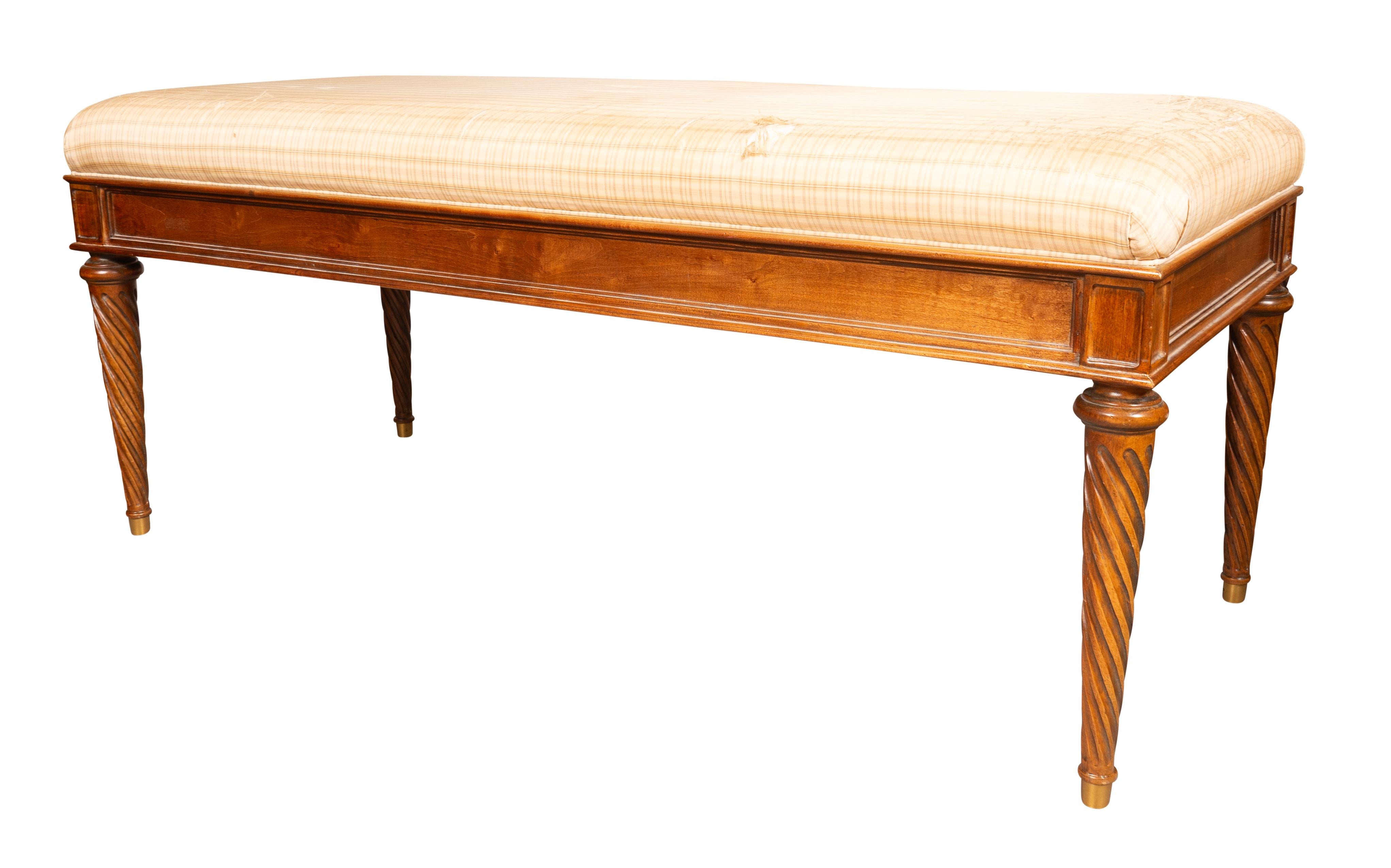 Louis XVI Style Mahogany Bench For Sale 1