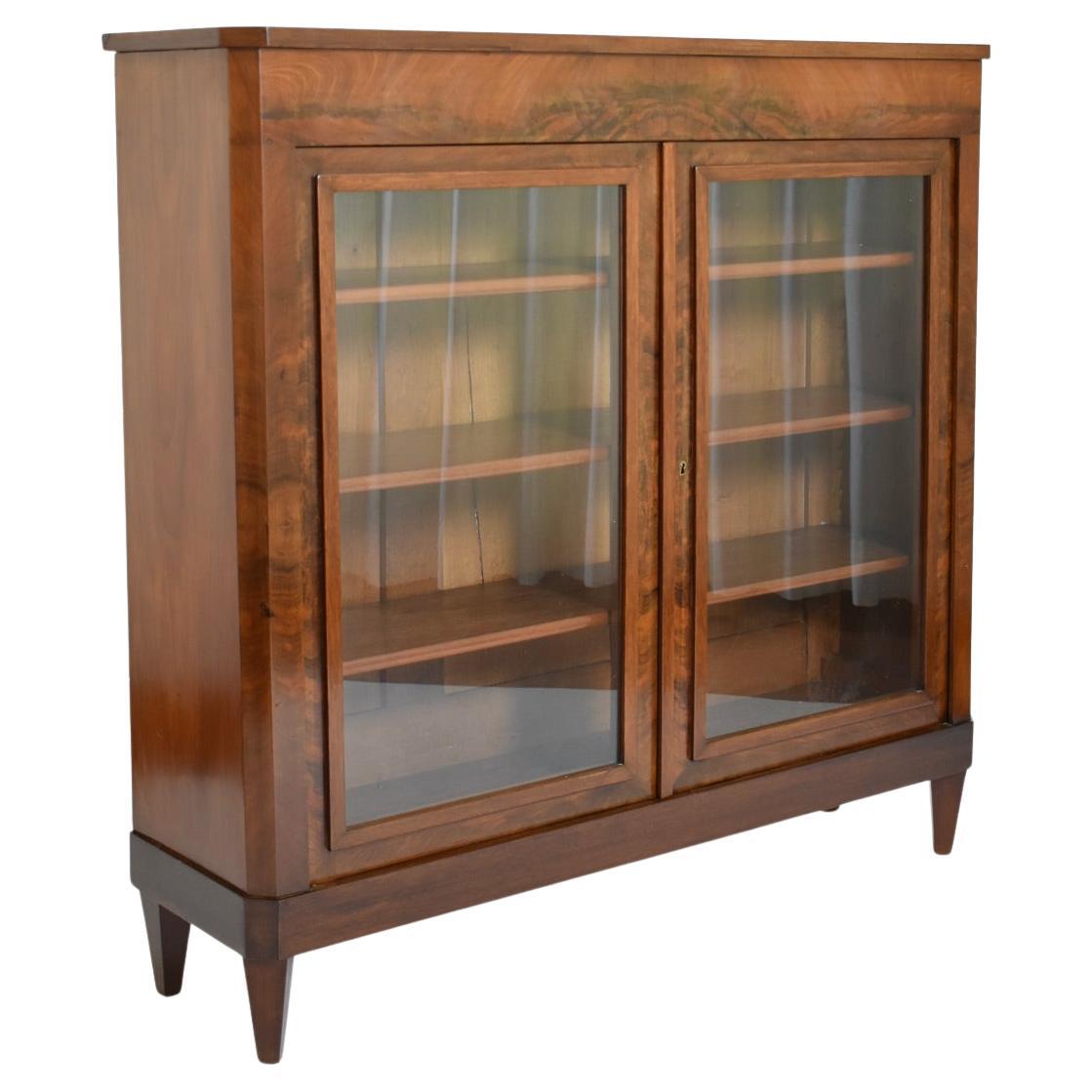 Louis XVI style mahogany bookshelves cabinet, 1940s For Sale