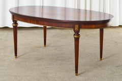 Louis XVI Style Mahogany Bronze Oval Draw Leaf Dining Table