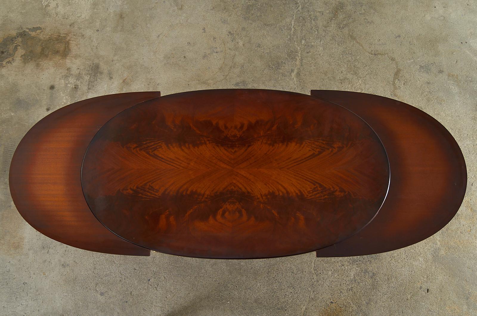 Louis XVI Style Mahogany Bronze Oval Draw Leaf Dining Table In Good Condition In Rio Vista, CA