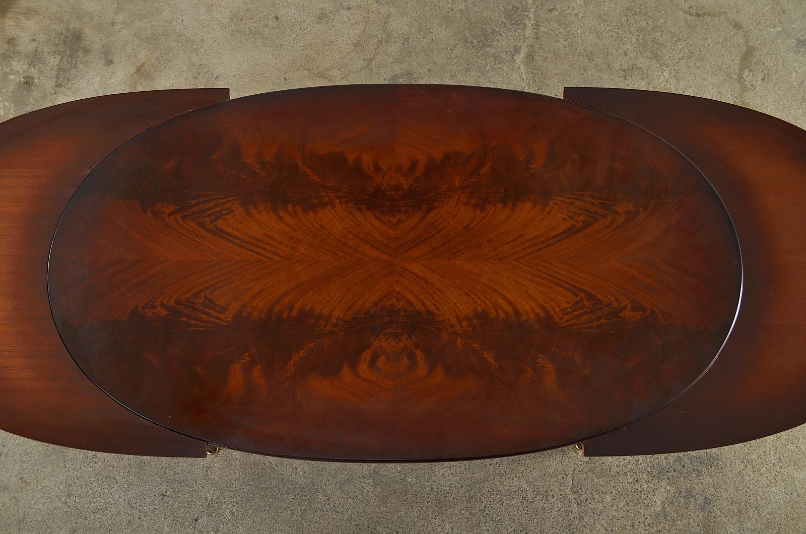 20th Century Louis XVI Style Mahogany Bronze Oval Draw Leaf Dining Table
