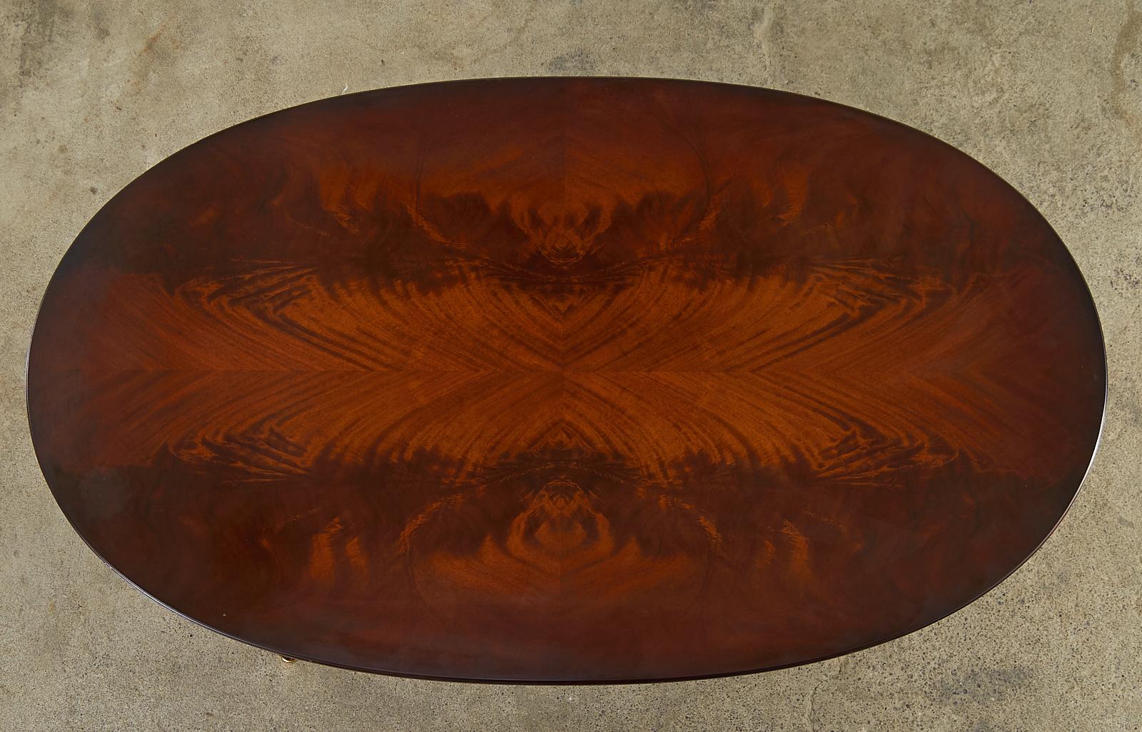 Louis XVI Style Mahogany Bronze Oval Draw Leaf Dining Table 1