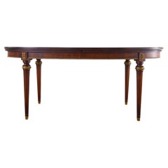 Louis XVI Style Mahogany Bronze Oval Draw Leaf Dining Table