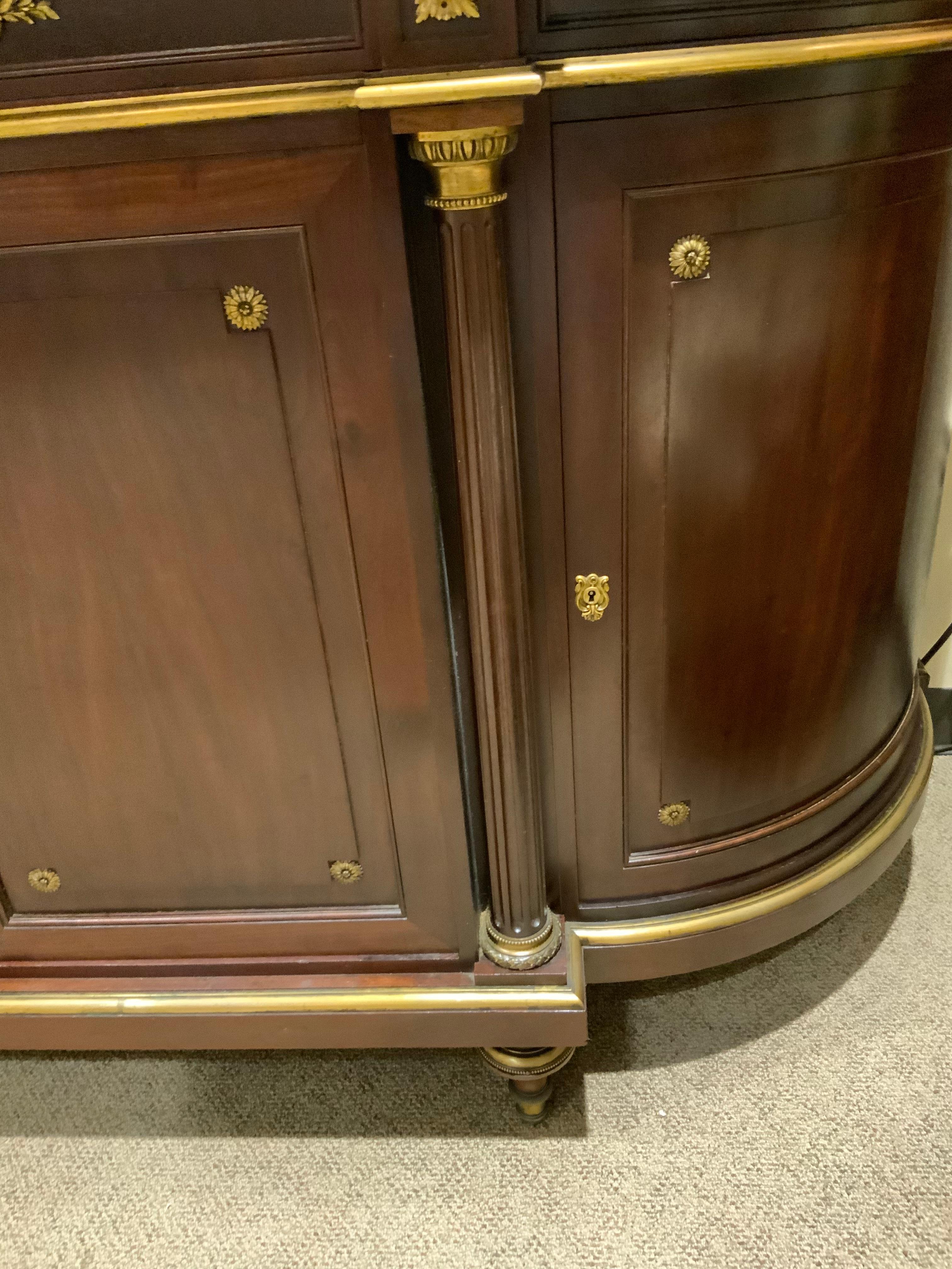 Louis XVI-Style Mahogany Buffet/Sideboard with Marble Top In Good Condition In Houston, TX