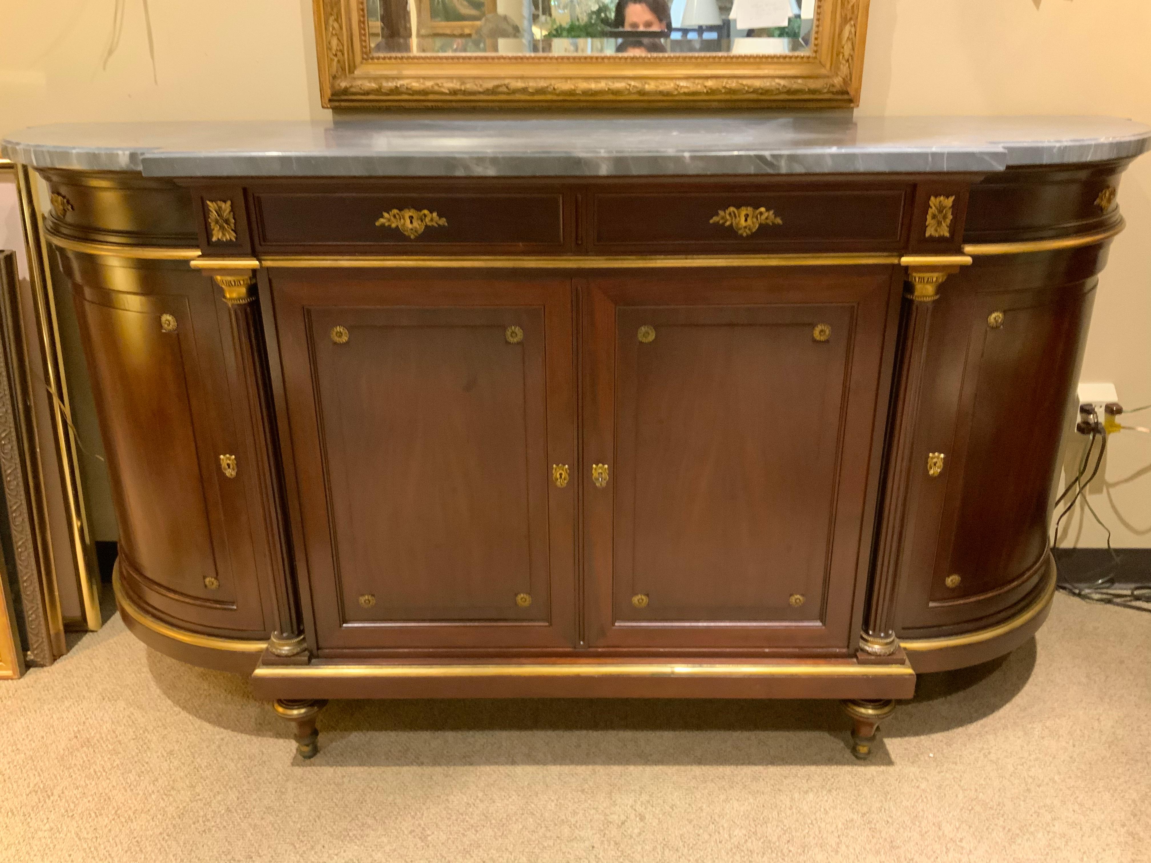 Louis XVI-Style Mahogany Buffet/Sideboard with Marble Top 1