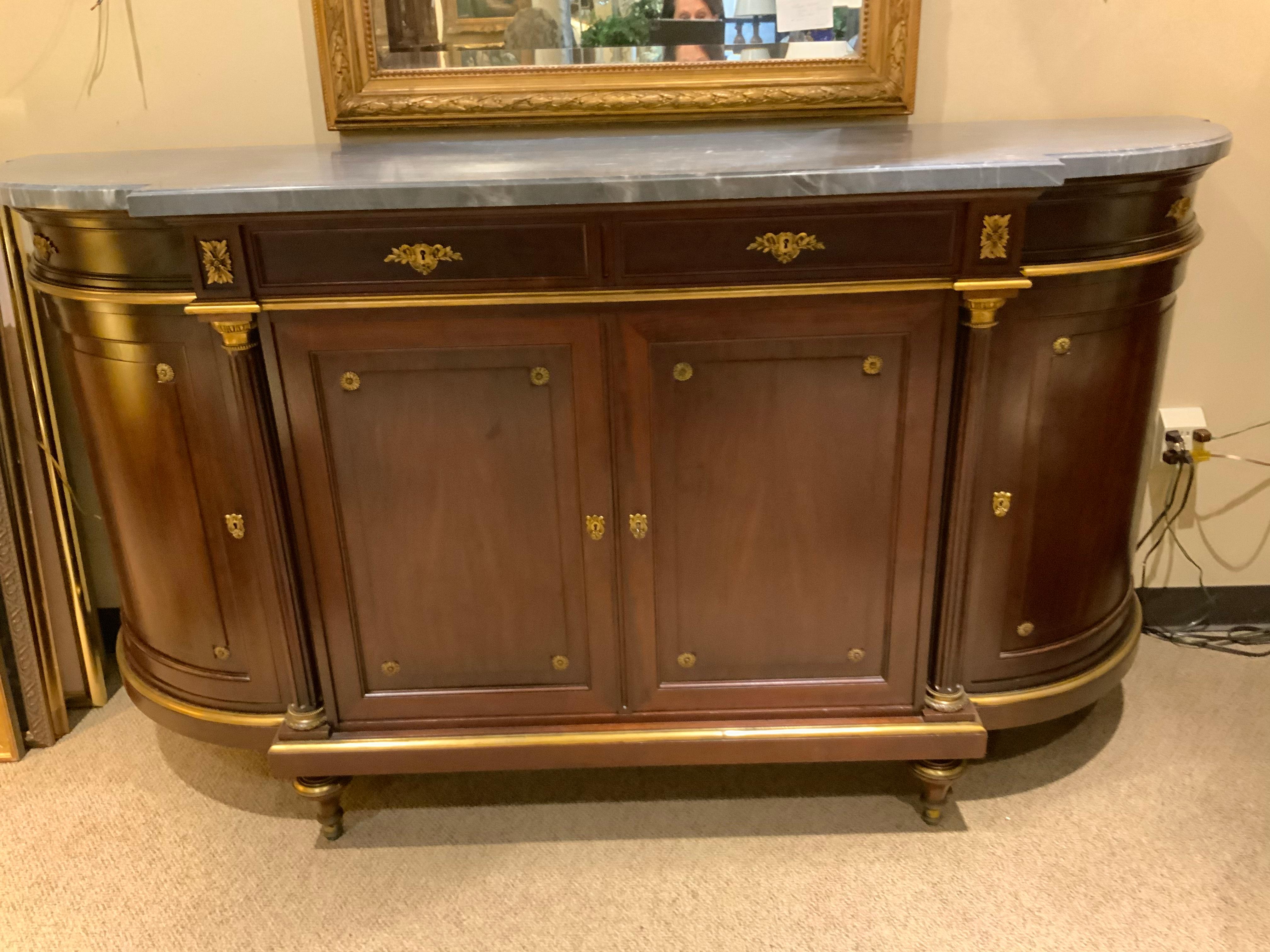 Louis XVI-Style Mahogany Buffet/Sideboard with Marble Top 2