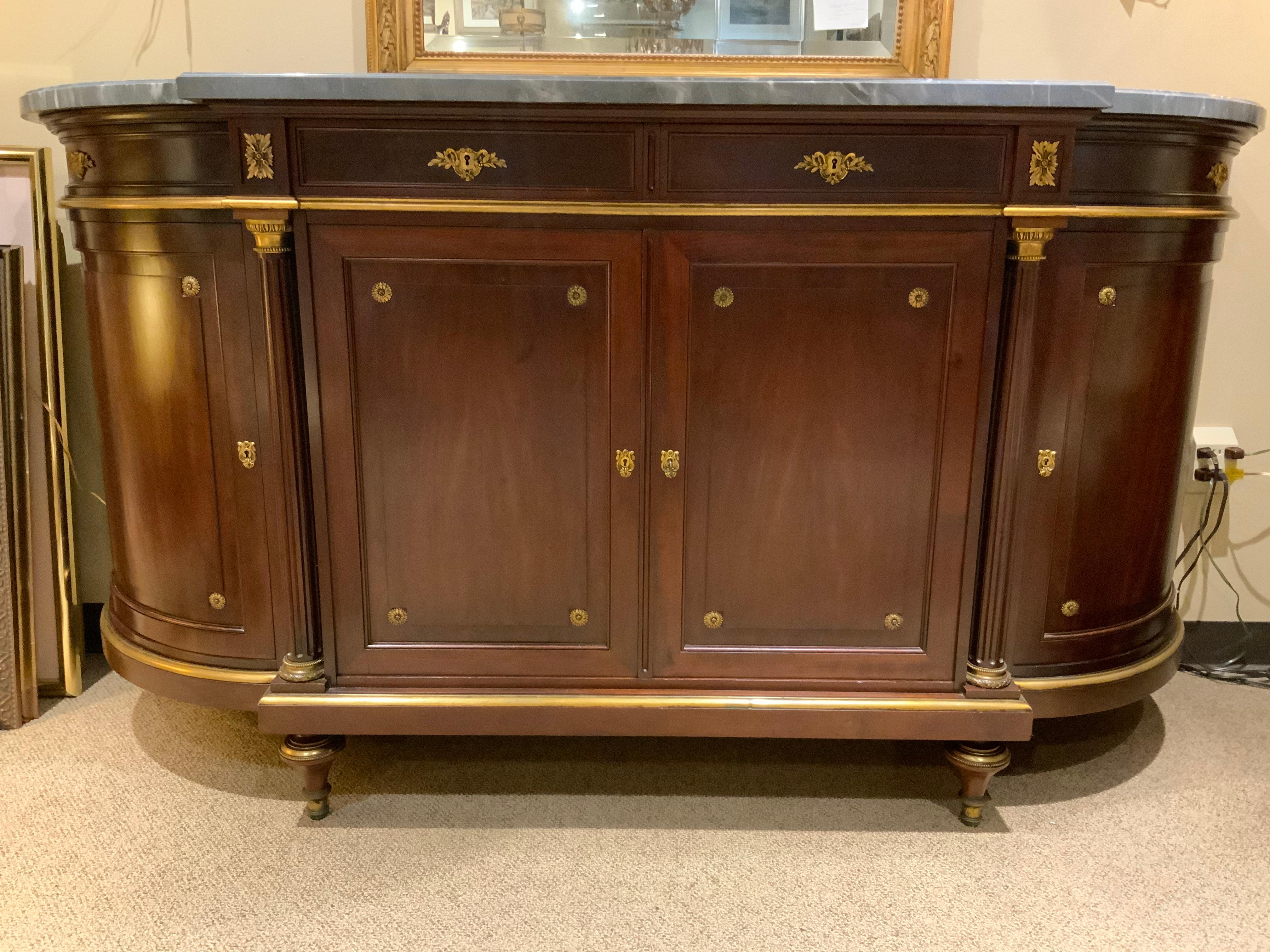 Louis XVI-Style Mahogany Buffet/Sideboard with Marble Top 3