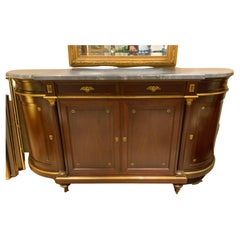 Louis XVI-Style Mahogany Buffet/Sideboard with Marble Top