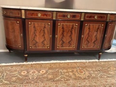 Louis XVI-Style mahogany buffet with cream marble top