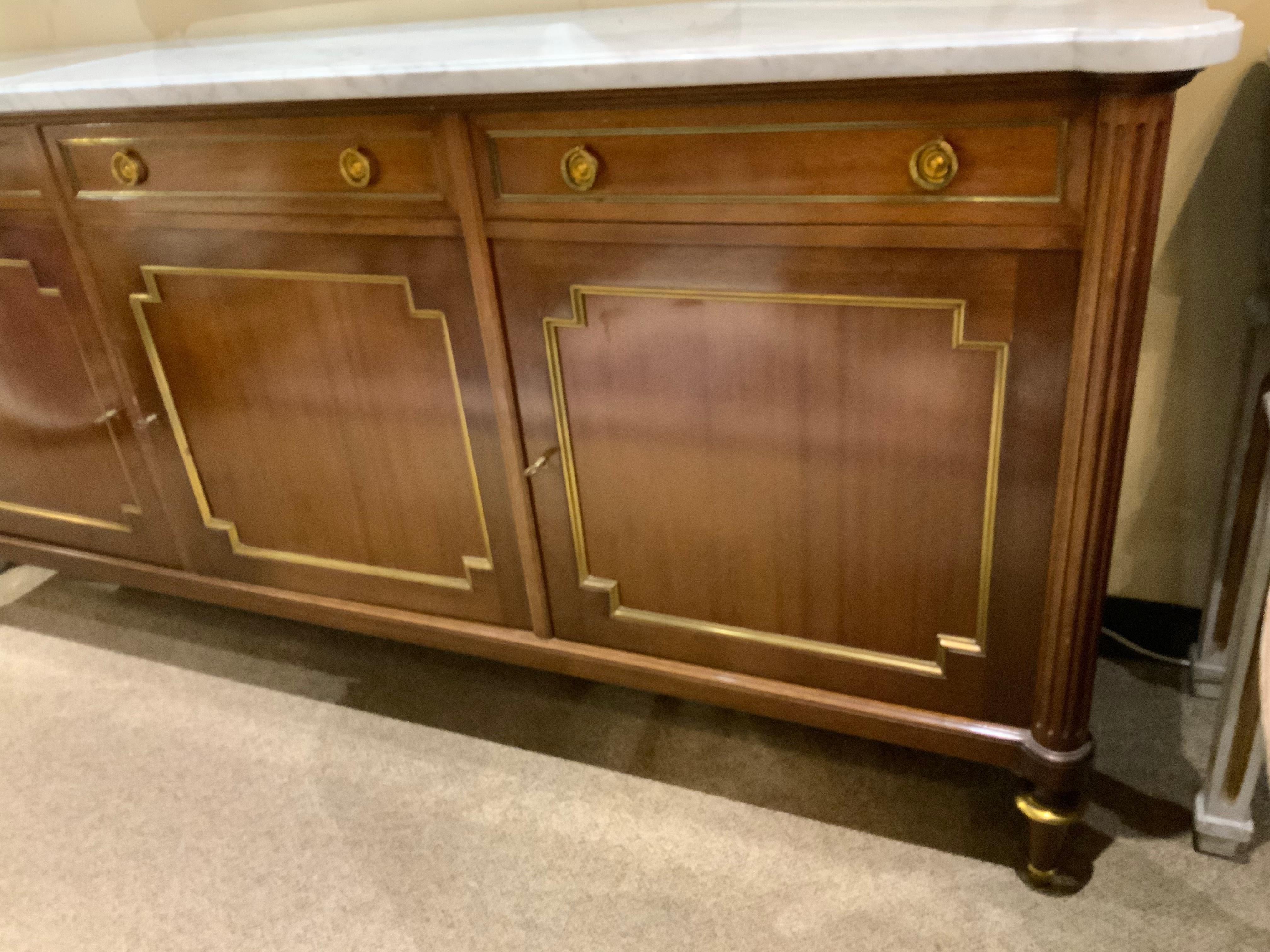 Louis XVI-Style Mahogany Buffet with Gilt Accents and Bronze Hardware 2