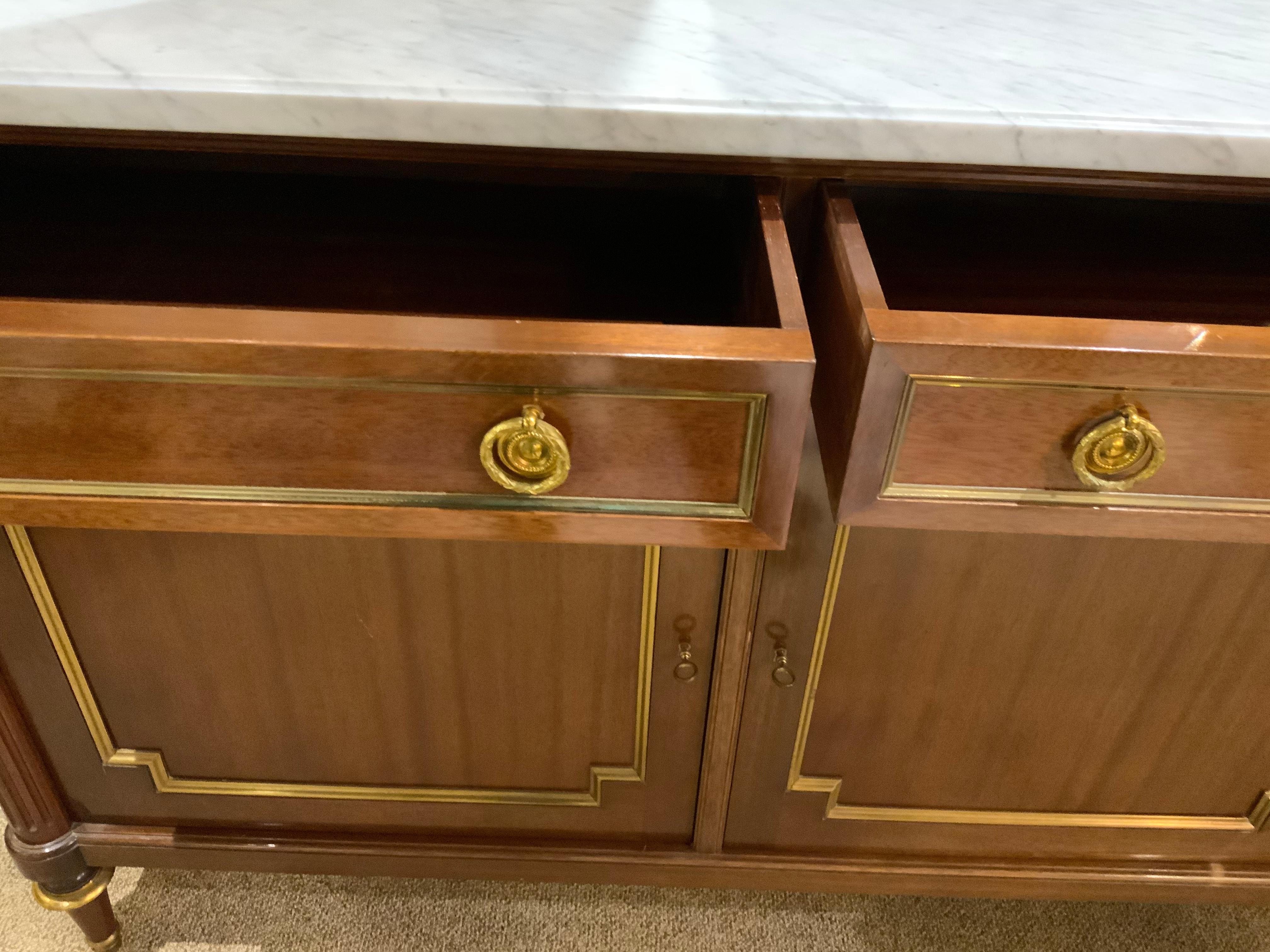 Louis XVI-Style Mahogany Buffet with Gilt Accents and Bronze Hardware 4