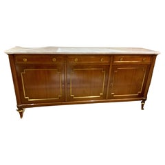 Louis XVI-Style Mahogany Buffet with Gilt Accents and Bronze Hardware