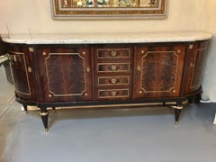 Louis XVI style mahogany buffet with white marble top