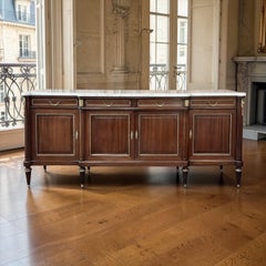 Louis XVI Style Mahogany Buffet with White Marble Top