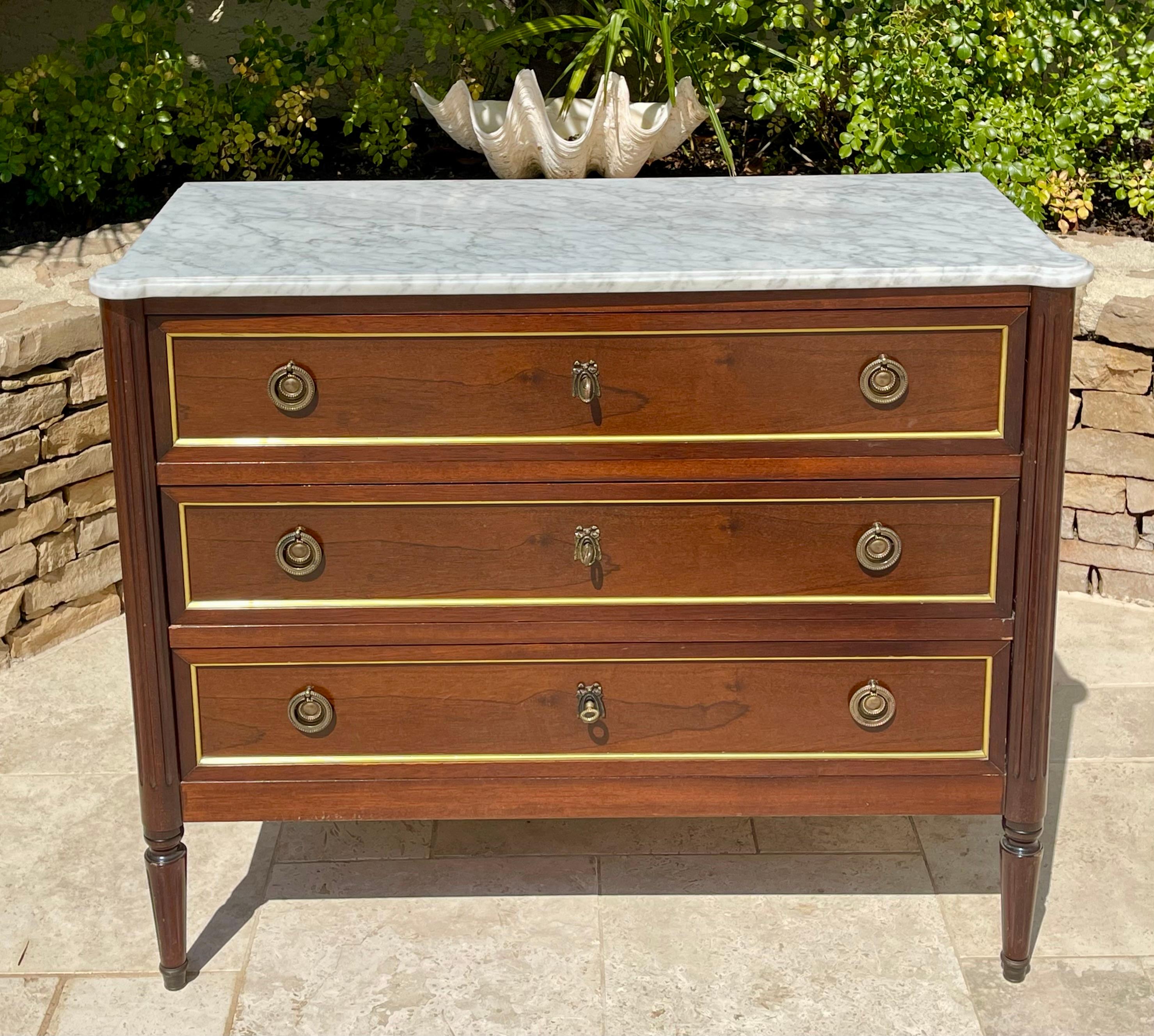 French Louis XVI Style Mahogany Chest Of Drawers For Sale