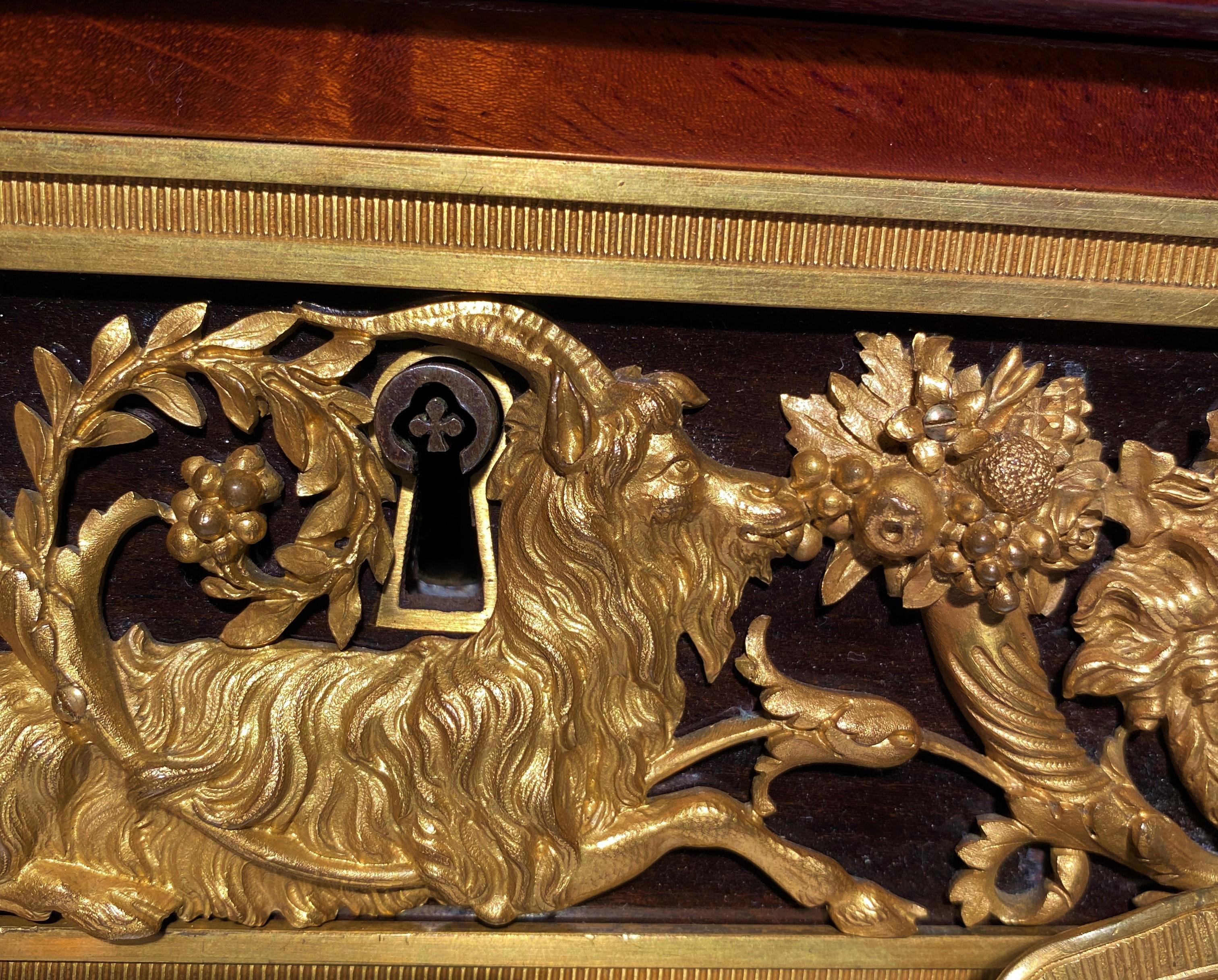 Bronze Louis XVI Style Mahogany Commode, Attributed to Henry Dasson For Sale