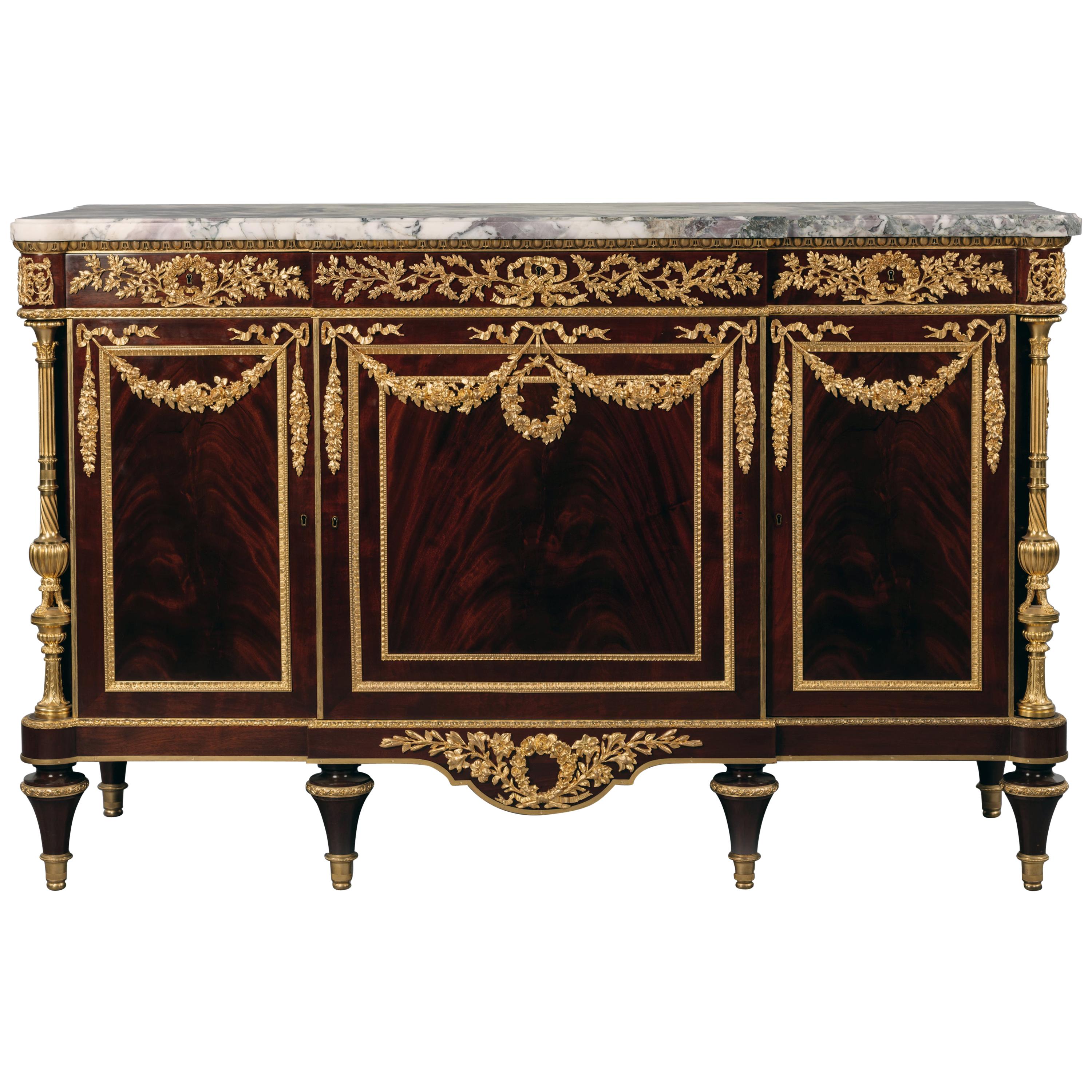 Louis XVI Style Mahogany Commode, Attributed to Henry Dasson For Sale