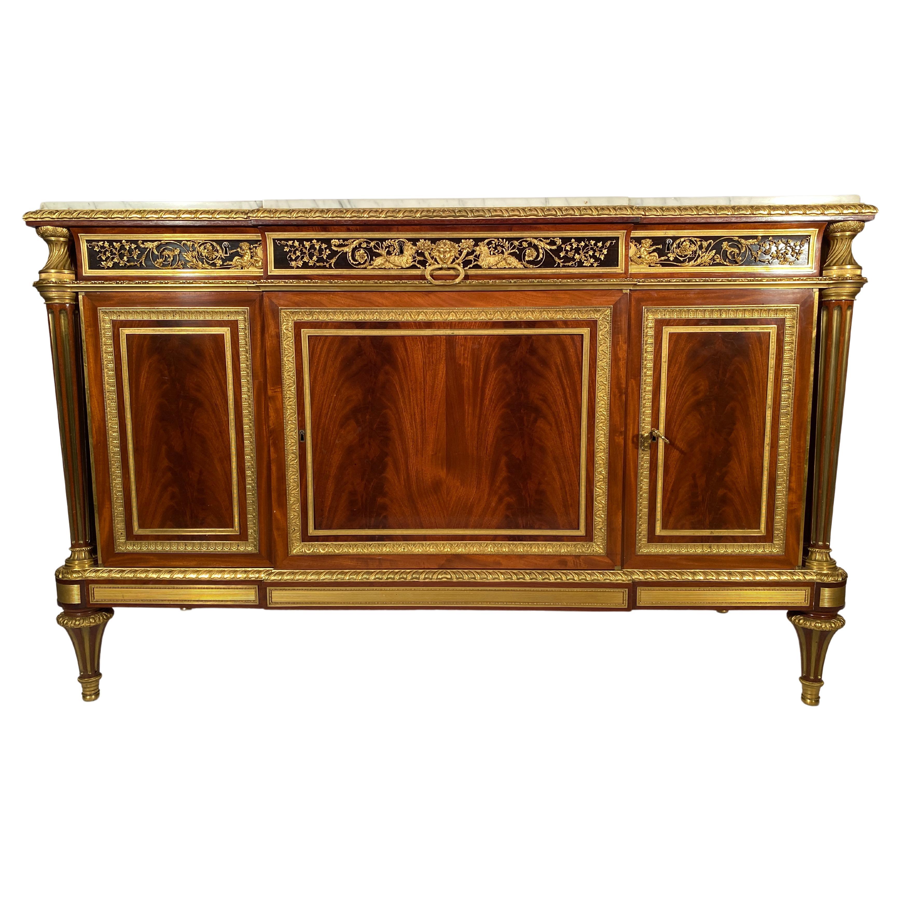 Louis XVI Style Mahogany Commode, Attributed to Henry Dasson For Sale