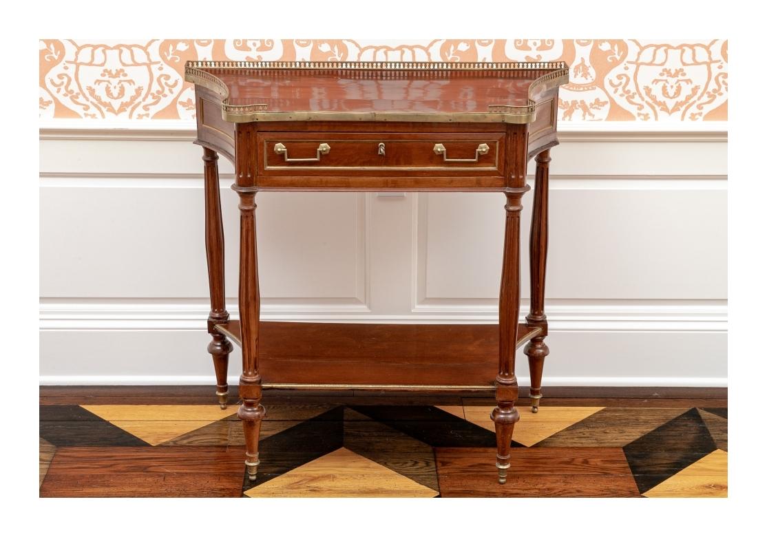 Louis XVI Style Mahogany Console with Brass Gallery For Sale 10