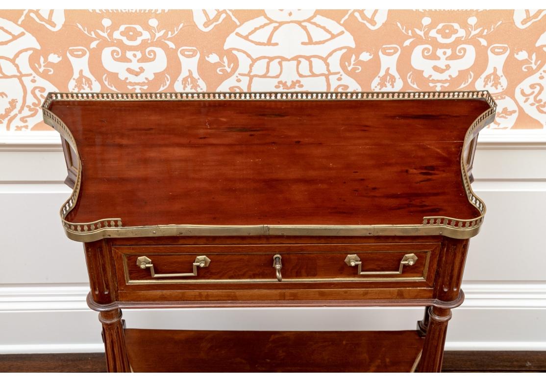 20th Century Louis XVI Style Mahogany Console with Brass Gallery For Sale