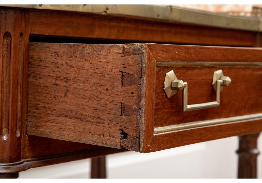 Louis XVI Style Mahogany Console with Brass Gallery For Sale 5