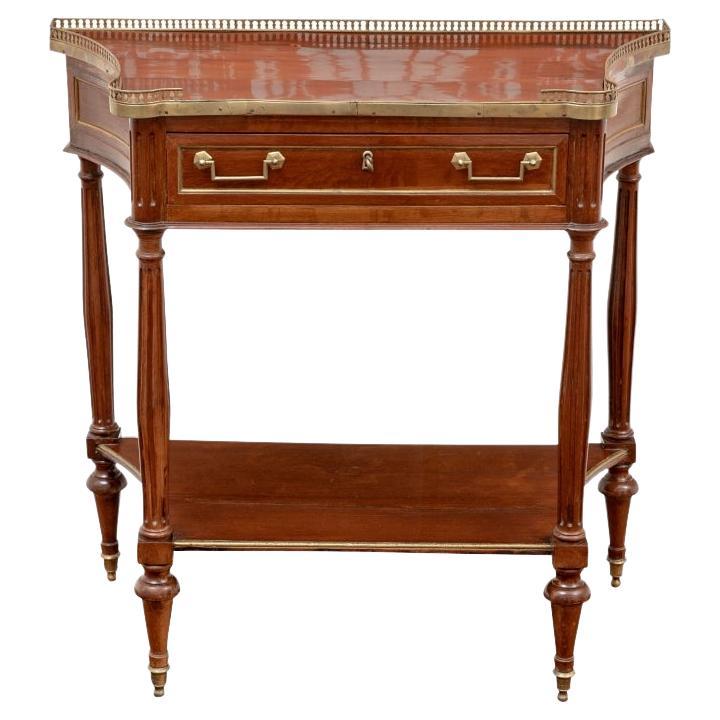 Louis XVI Style Mahogany Console with Brass Gallery For Sale