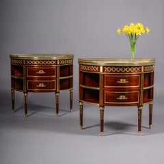Louis XVI Style Mahogany Demi-Lune Commodes, Gilt-Bronze, Circa 1870