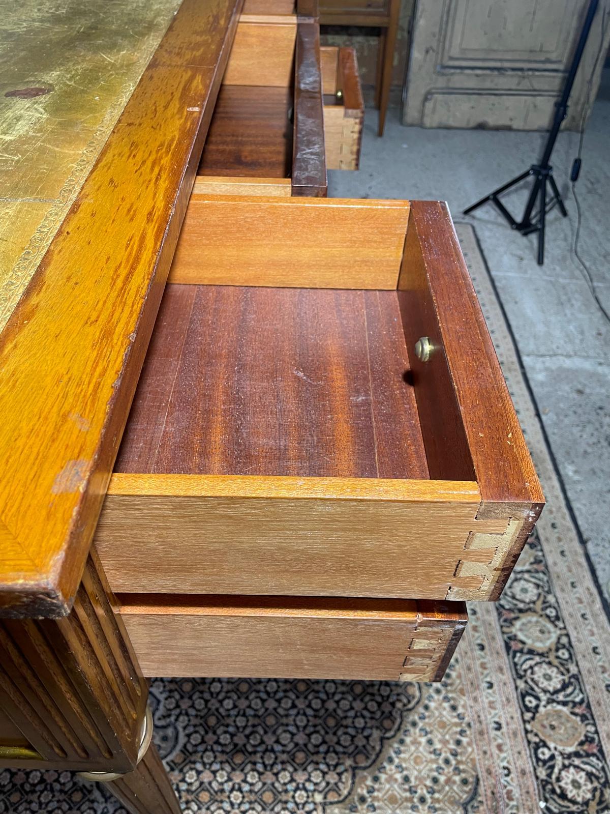 Louis XVI-Style Mahogany Desk with Leather Writing Surface & Pull-Out Extensions For Sale 2