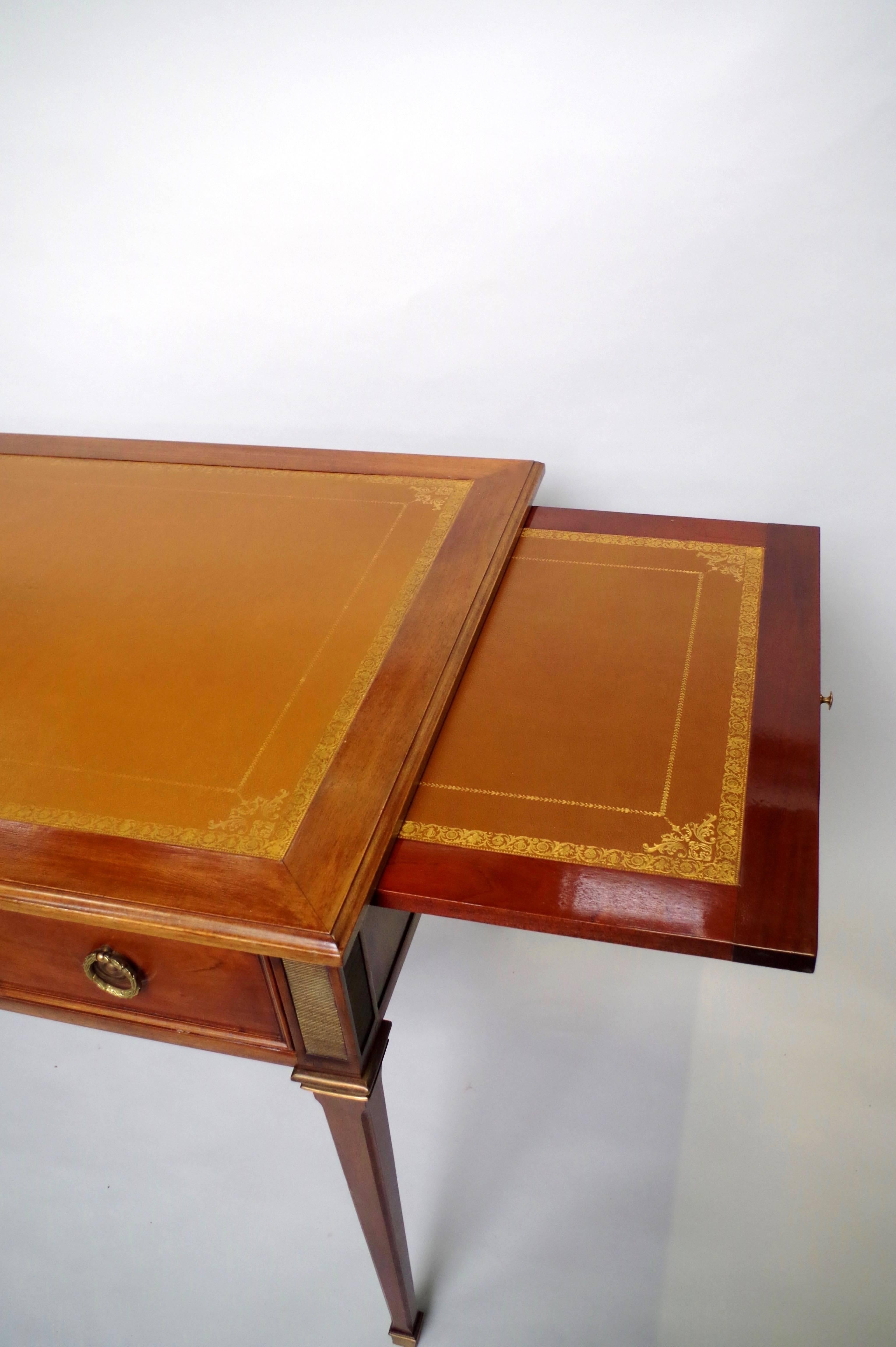 Louis XVI Style Mahogany Flat Desk with Two Writing Slides, 20th Century 1