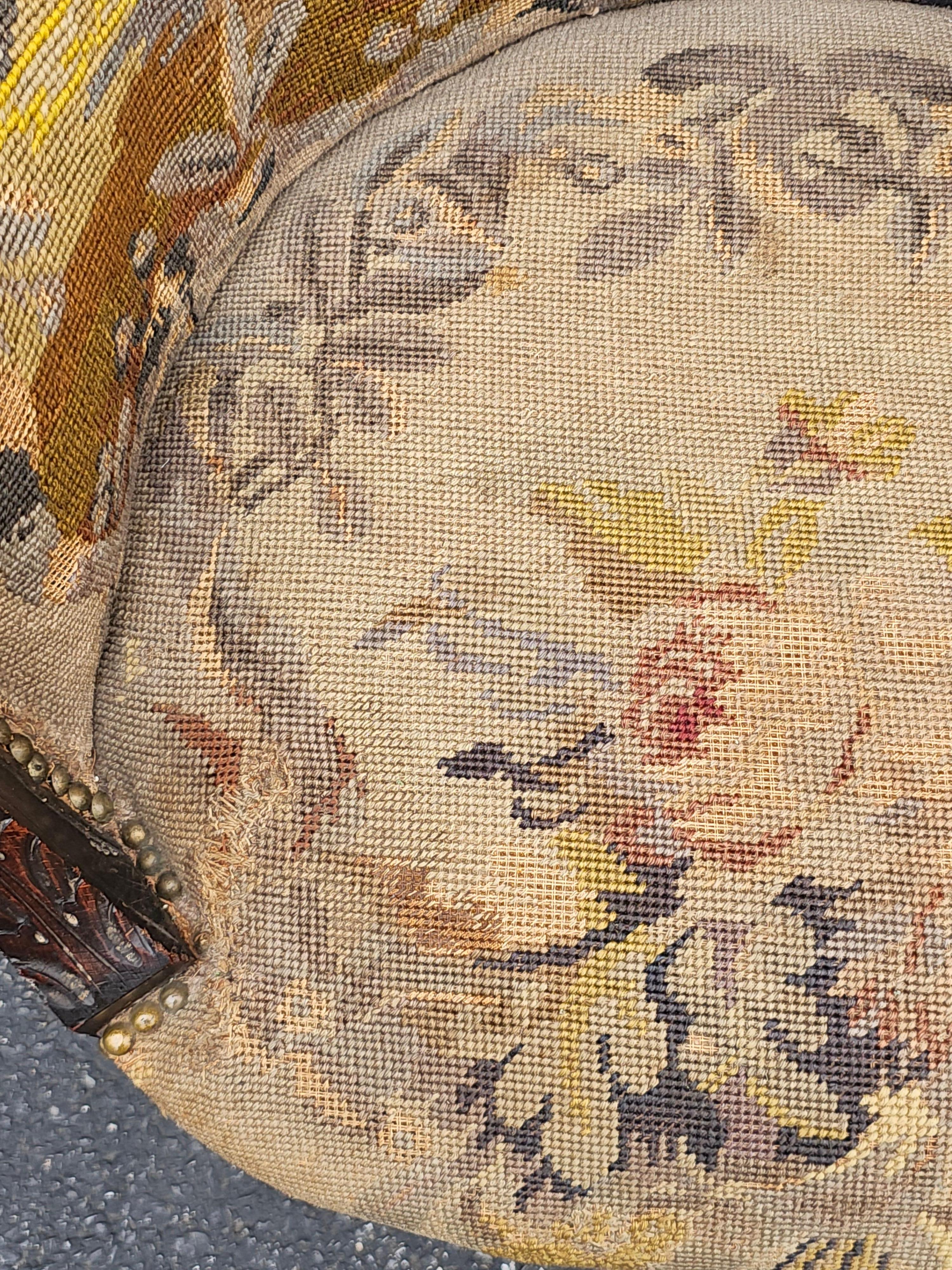 Mahagoni im Louis XVI-Stil und flämische Nadelspitze Bergère, um 1880 (19. Jahrhundert) im Angebot