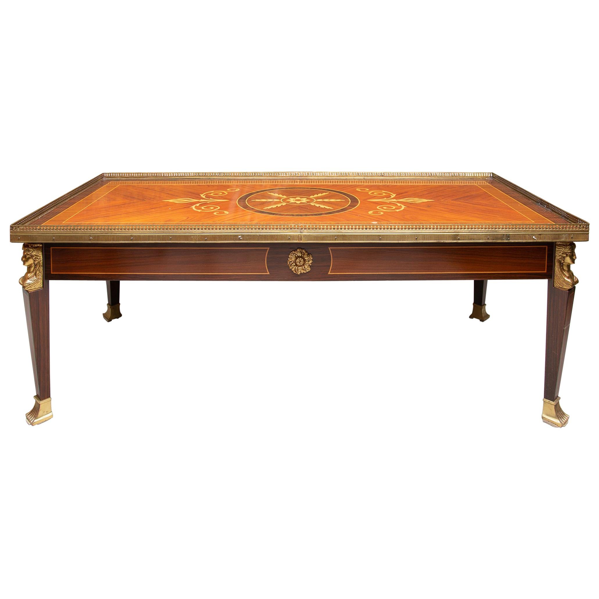 Louis XVI Style Mahogany Inlaid Coffee Table