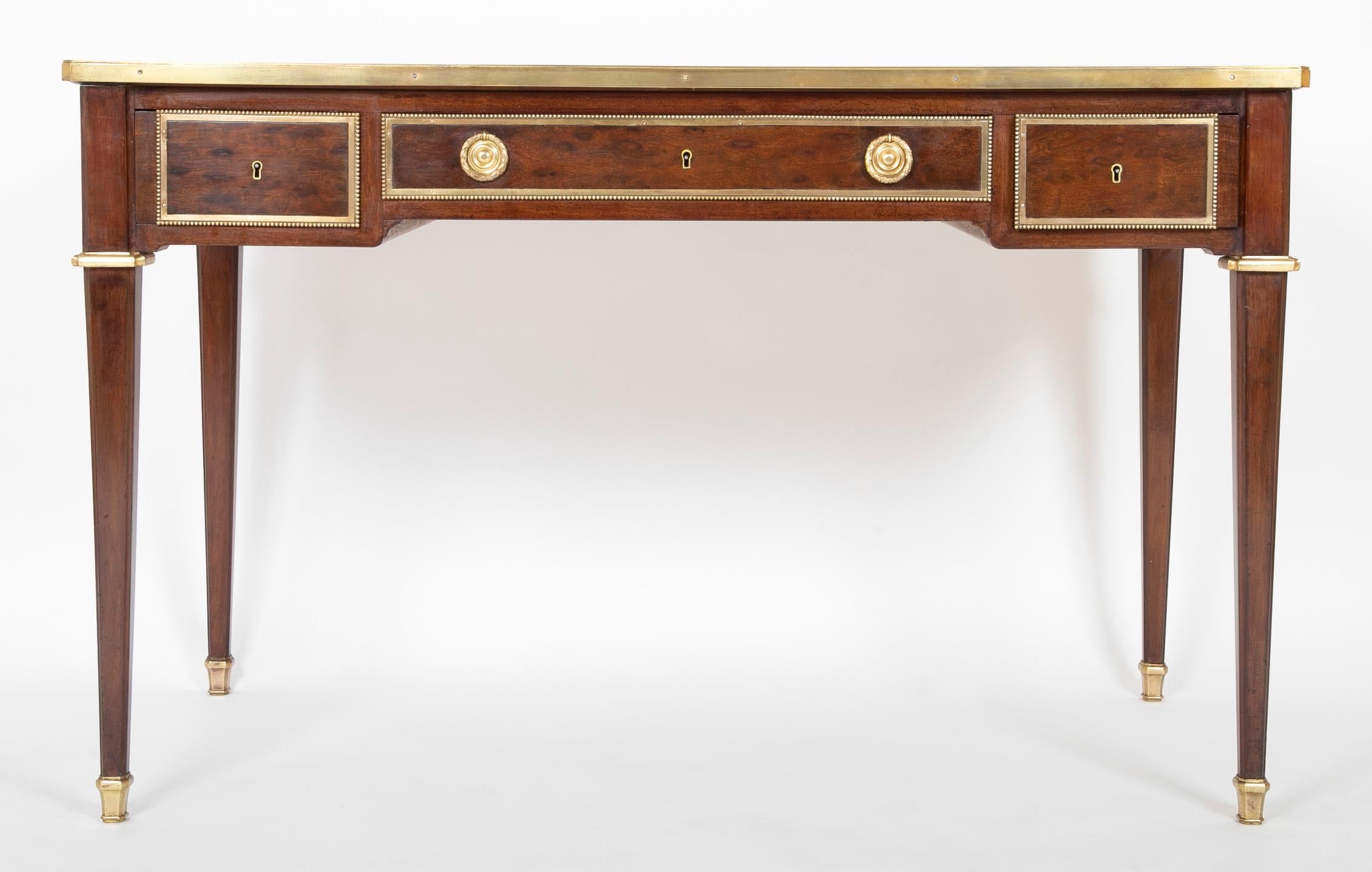 19th Century Louis XVI Style Mahogany Leather Top Desk For Sale