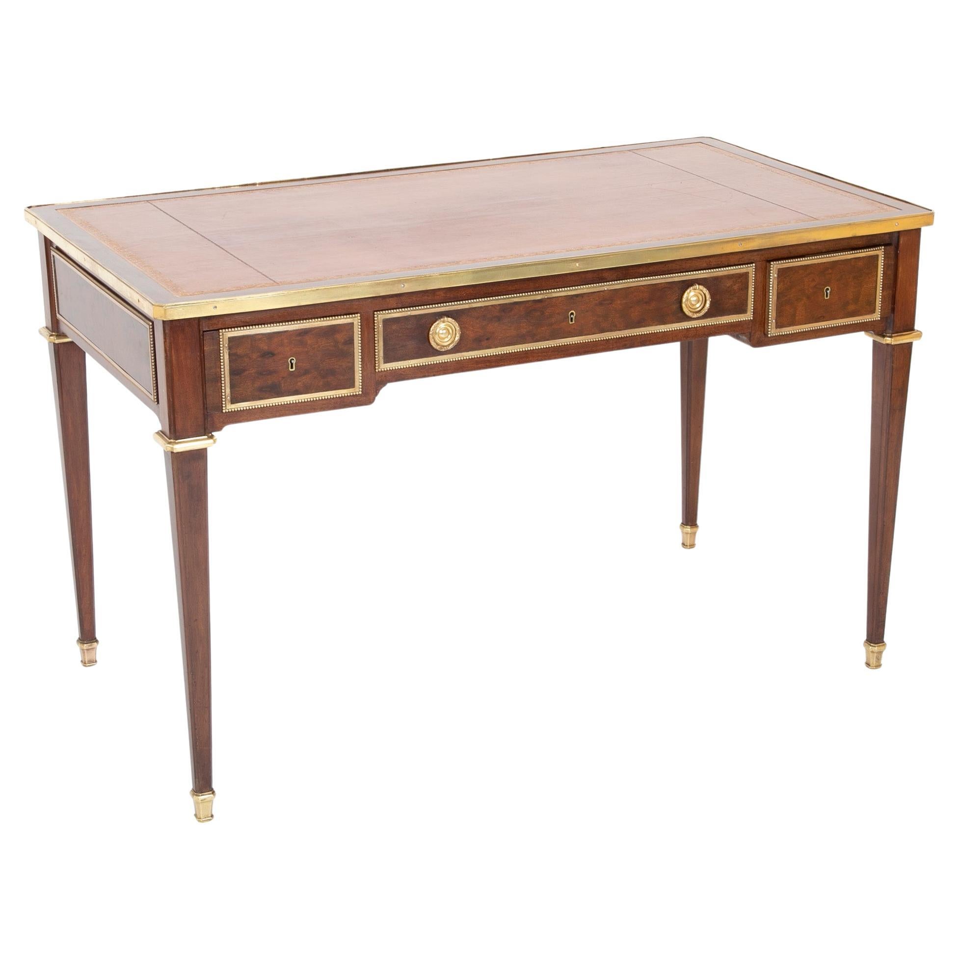 Louis XVI Style Mahogany Leather Top Desk For Sale