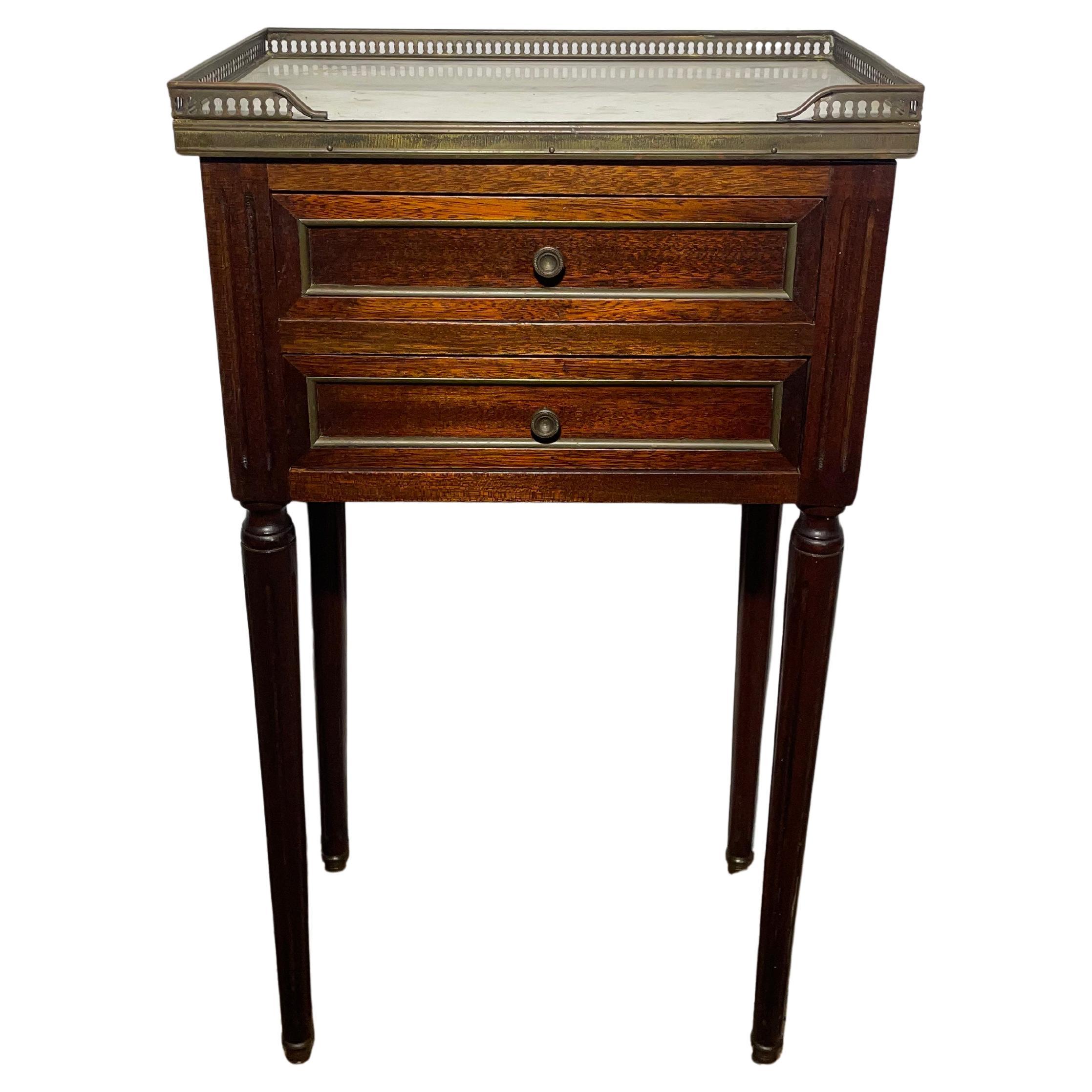 Louis XVI-Style Mahogany Nightstand with Marble Top
