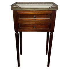 Louis XVI-Style Mahogany Nightstand with Marble Top