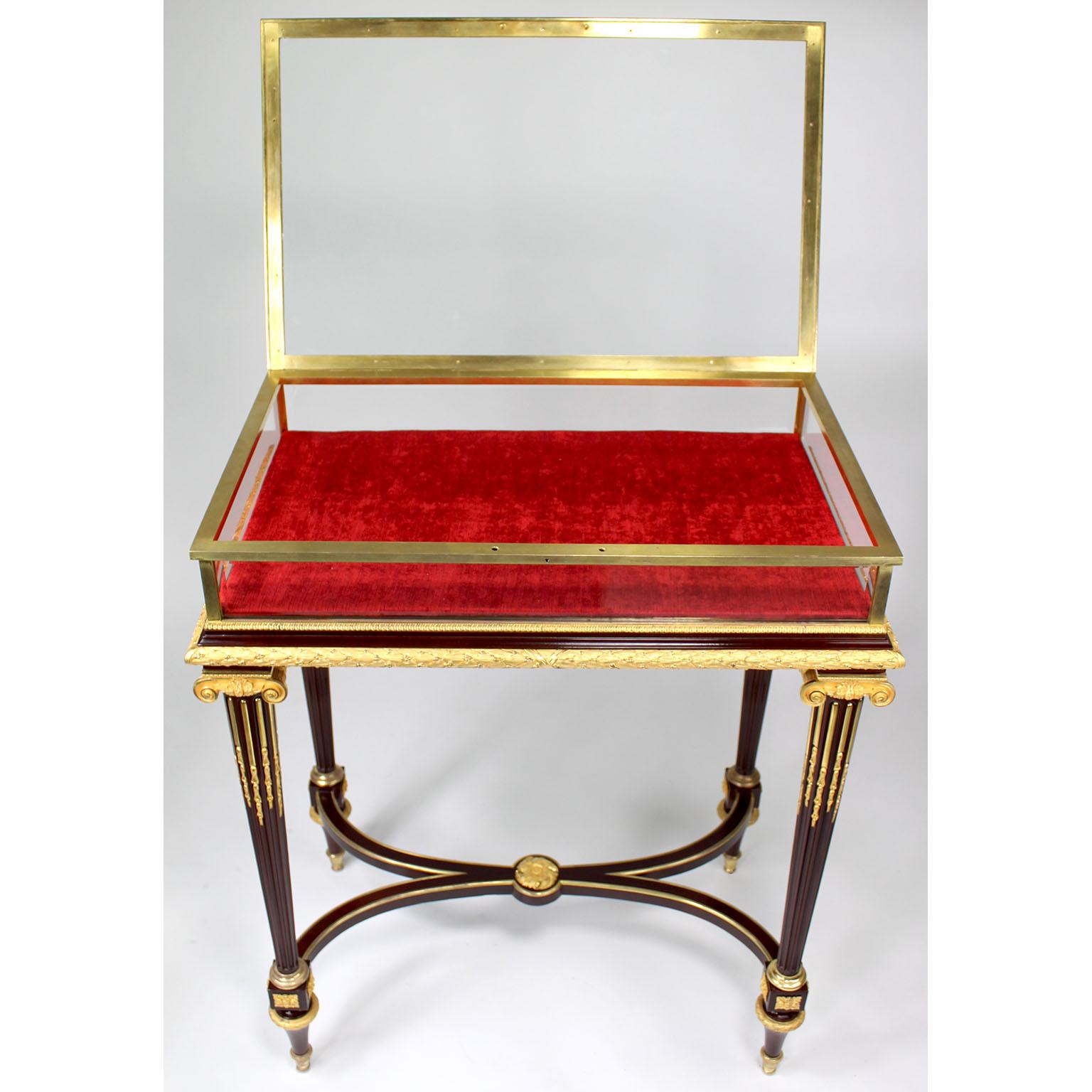 Gilt Louis XVI Style Mahogany & Ormolu Mounted Bijouterie Vitrine Table -Henri Dasson For Sale