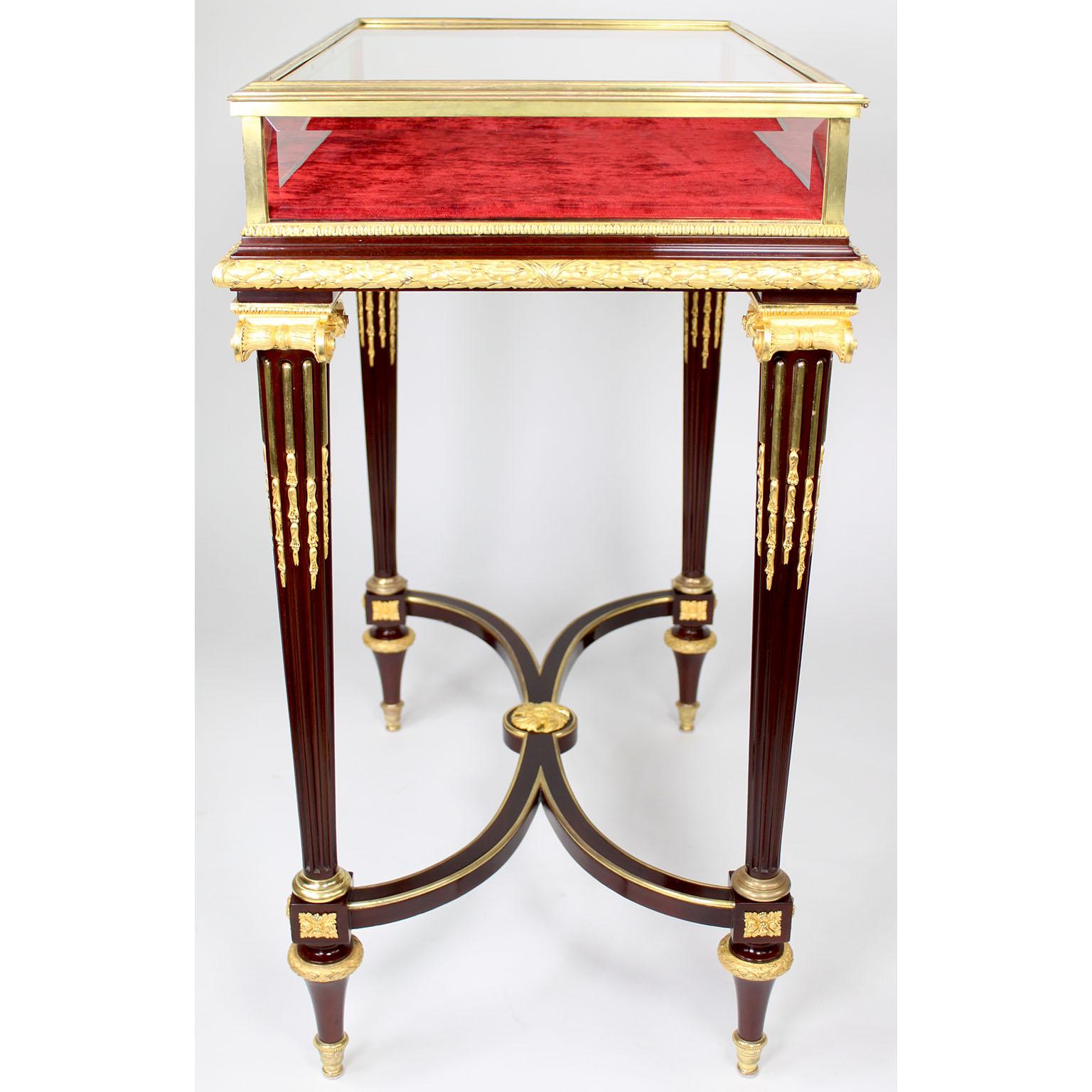 19th Century Louis XVI Style Mahogany & Ormolu Mounted Bijouterie Vitrine Table -Henri Dasson For Sale