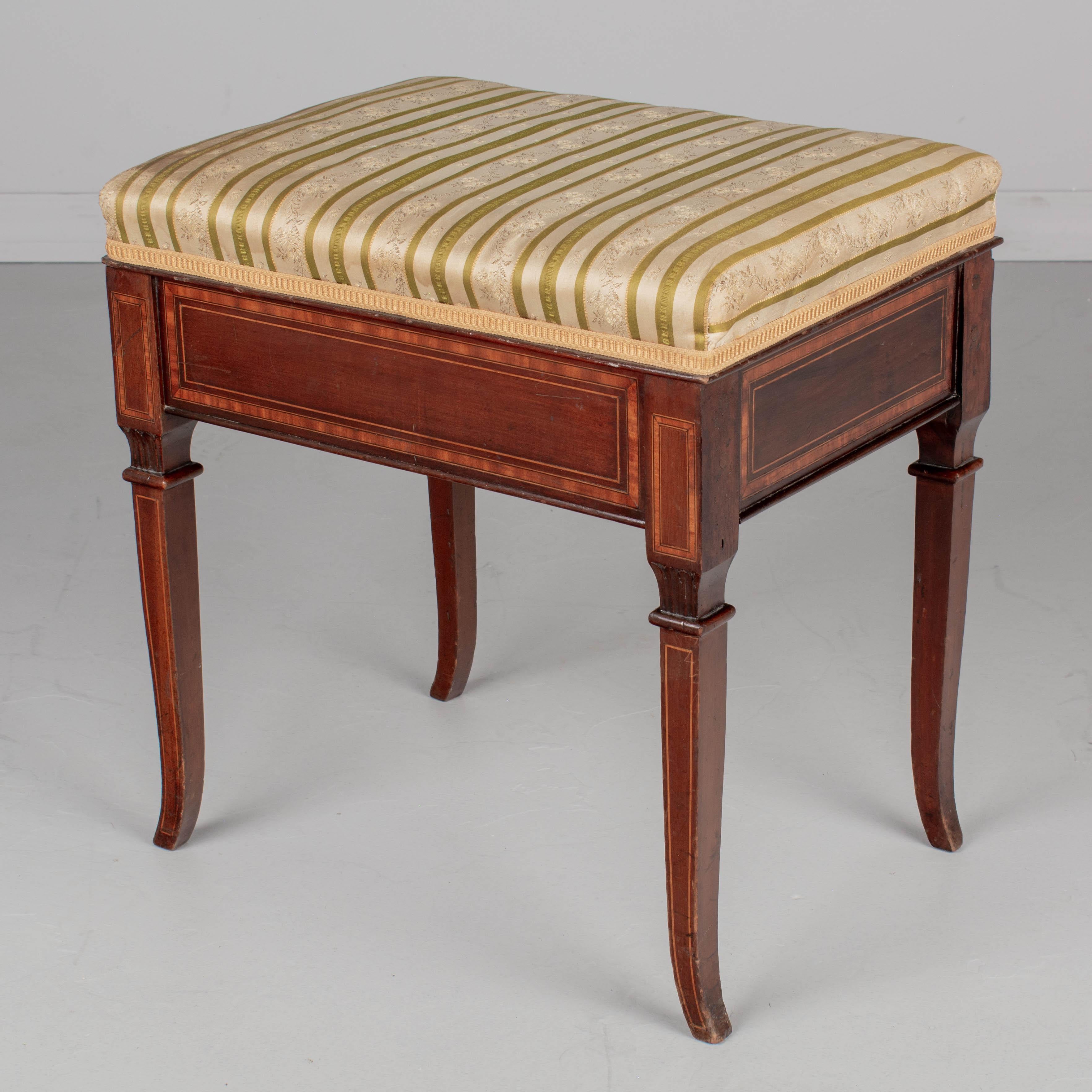 French Louis XVI Style Mahogany Piano Bench For Sale