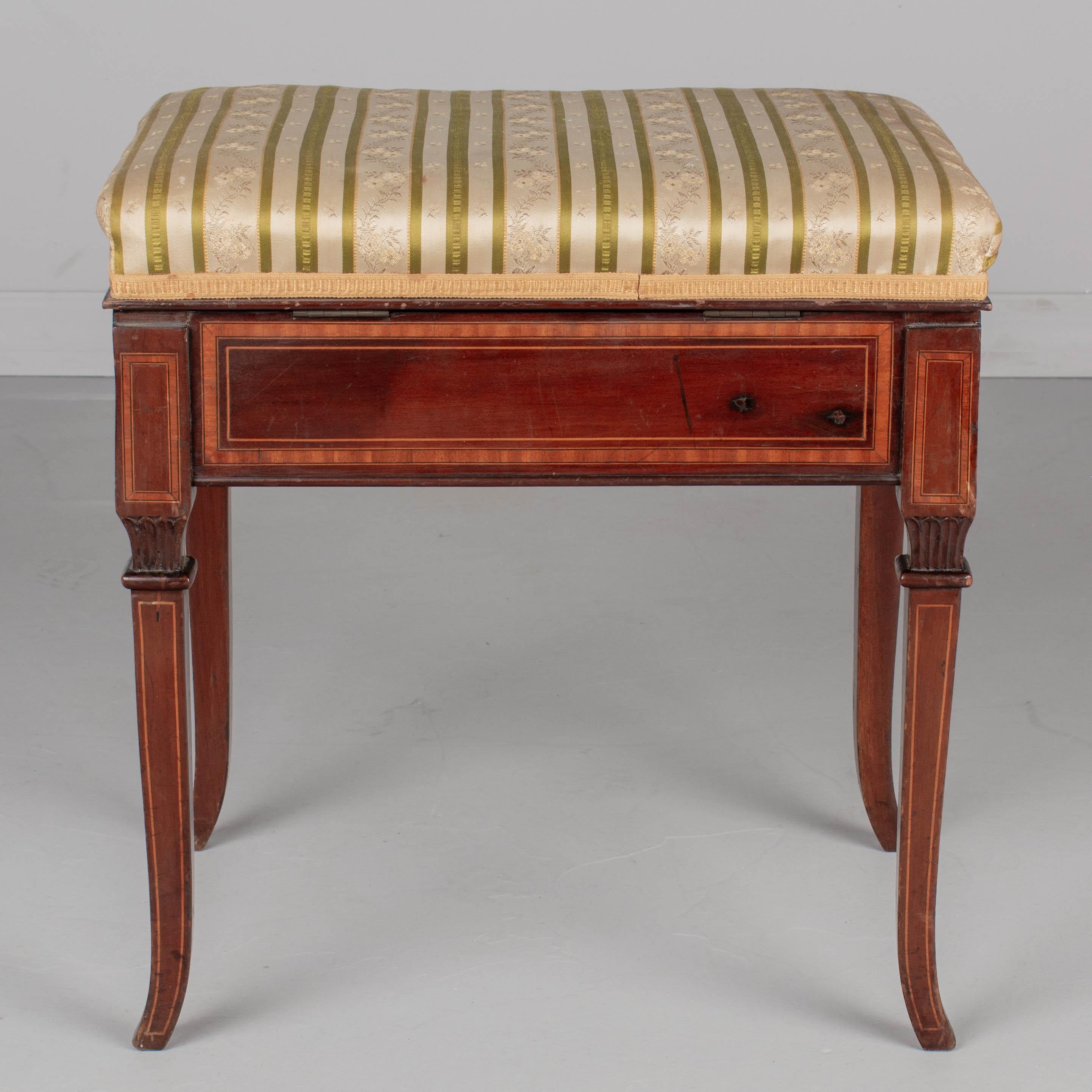 20th Century Louis XVI Style Mahogany Piano Bench For Sale