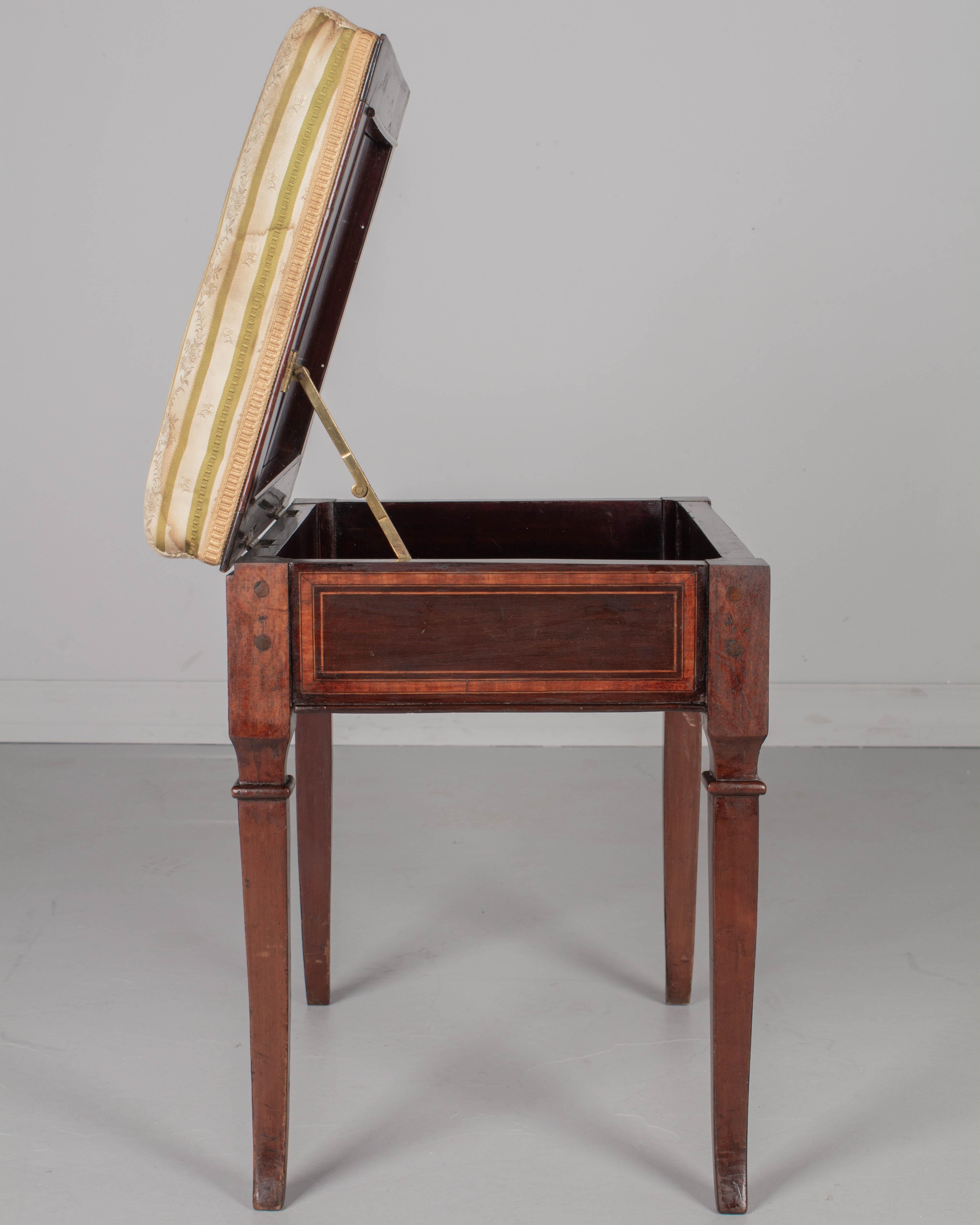 Louis XVI Style Mahogany Piano Bench For Sale 1