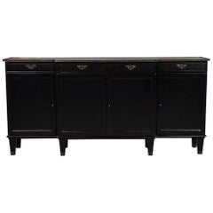 Louis XVI Style Mahogany Satin Black Lacquer Buffet Sideboard